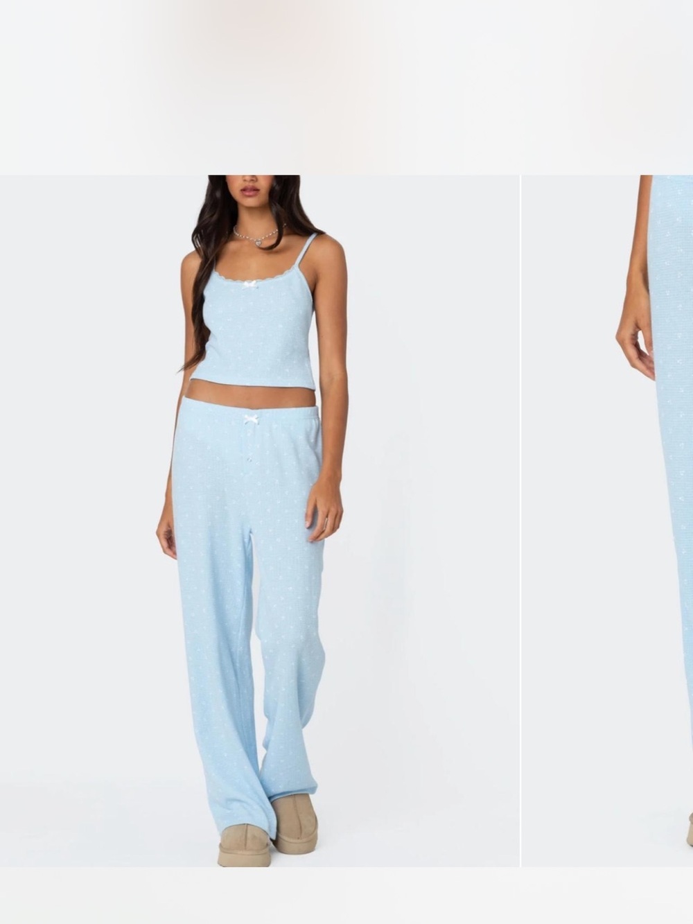 Edikted Light Blue Polka Dot Pajama Tank & Pants Set